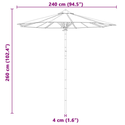 Garden Parasol Dark Grey Ø 240 x 260 cm Bamboo