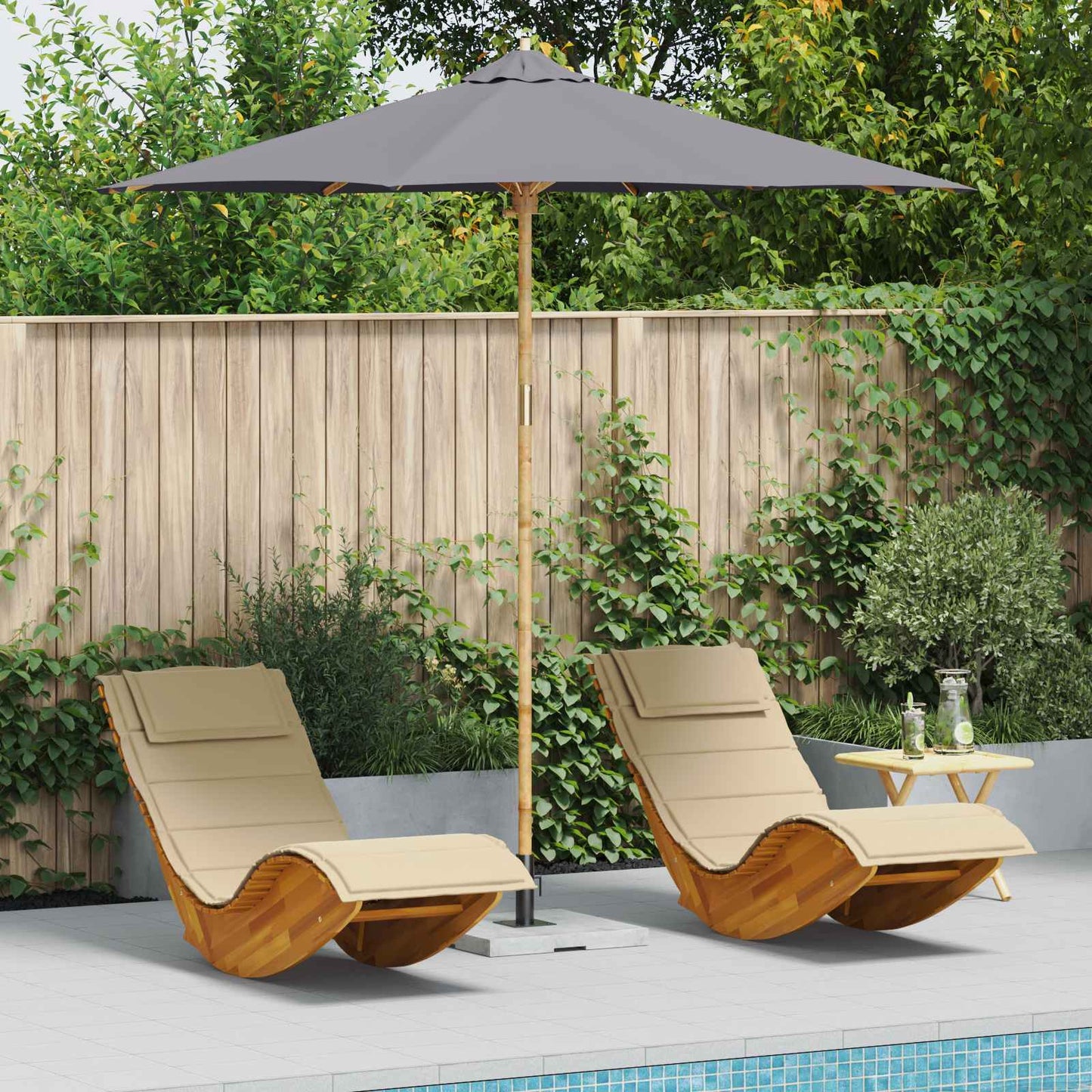 Garden Parasol Dark Grey Ø 270 x 260 cm Bamboo