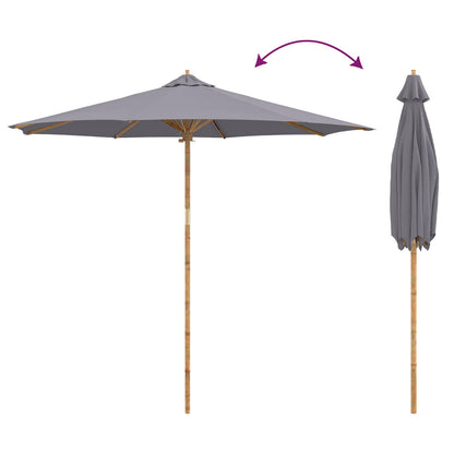 Garden Parasol Dark Grey Ø 270 x 260 cm Bamboo