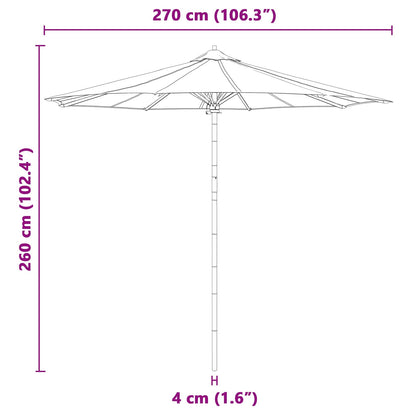 Garden Parasol Dark Grey Ø 270 x 260 cm Bamboo