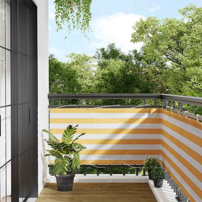 Balcony Screen Yellow and White Stripe 75x800 cm