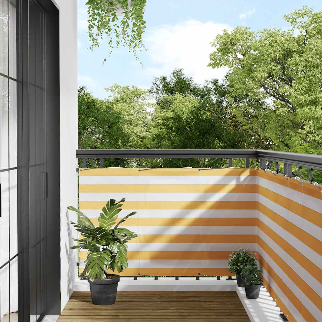 Balcony Screen Yellow and White Stripe 90x800 cm