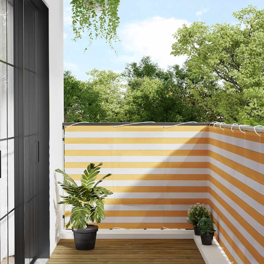 Balcony Screen Yellow and White Stripe 120x800 cm