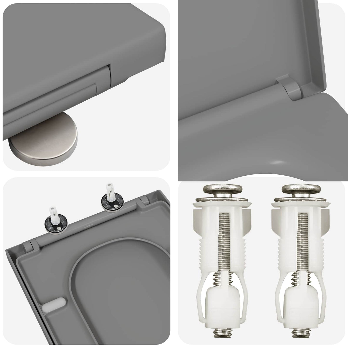 Toilet Seat Grey 47.5 x 35 x 3.6 cm Duroplast