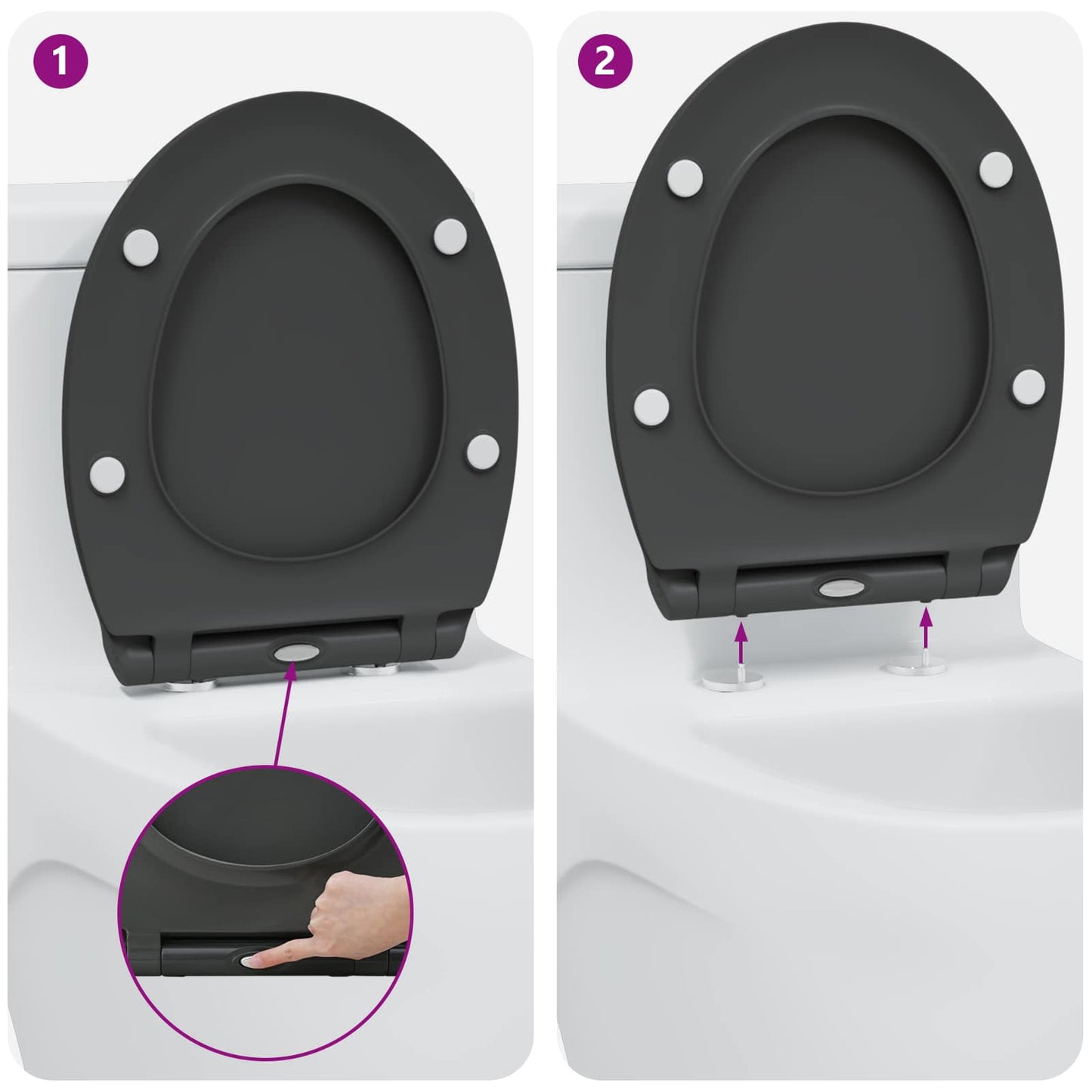 Toilet Seat Anthracite 47 x 37.5 x 3.8 cm Duroplast