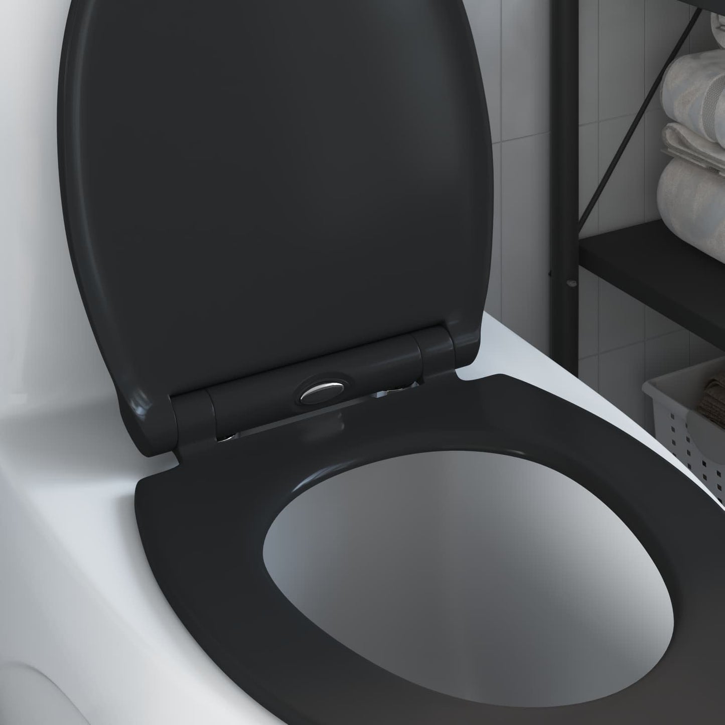 Toilet Seat Black 47 x 37.5 x 3.8 cm Duroplast