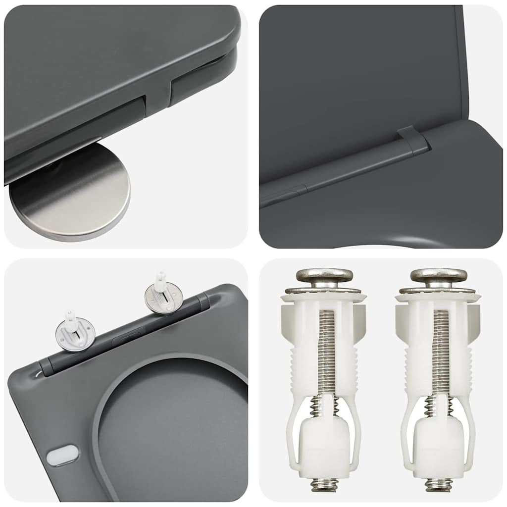 Toilet Seat Anthracite 47 x 36 x 3.4 cm Duroplast