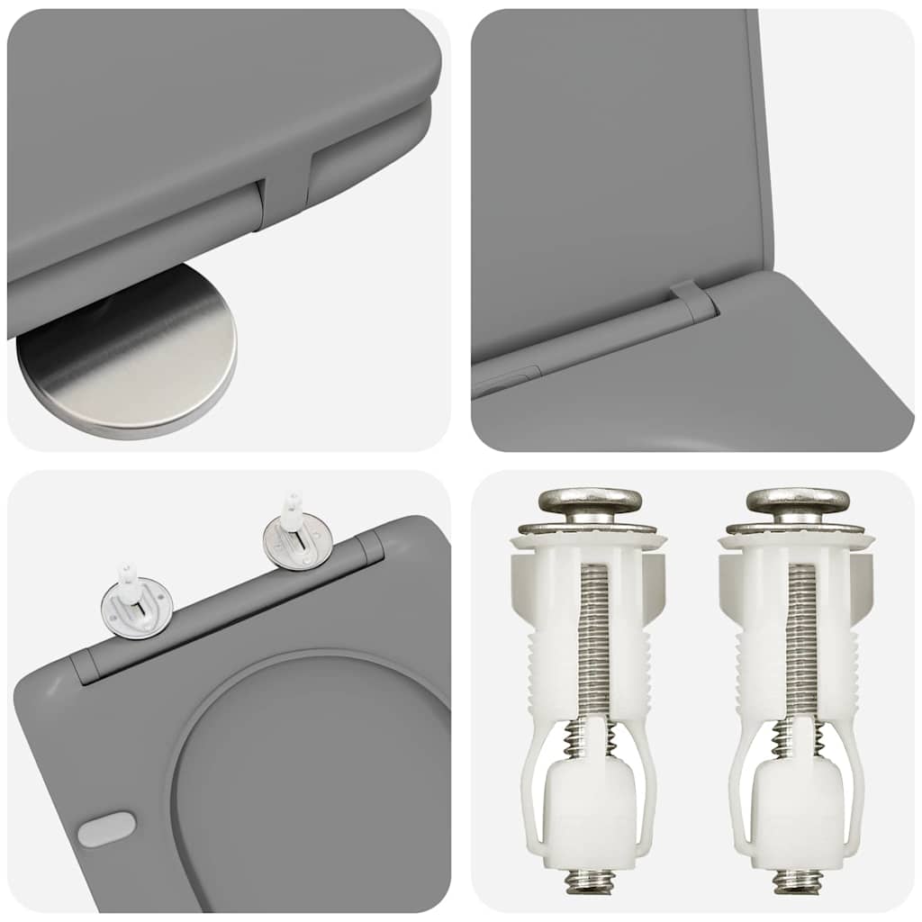 Toilet Seat Grey 47 x 36 x 3.4 cm Duroplast