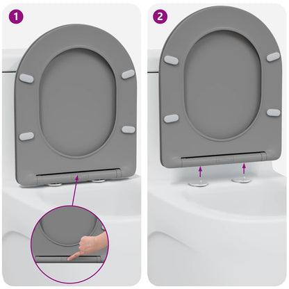 Toilet Seat Grey 47 x 36 x 3.4 cm Duroplast