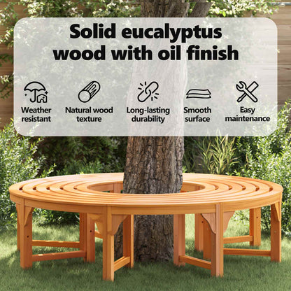 Tree Bench 2 pcs Natural 160 x 80 x 45cm Solid Eucalyptus Wood