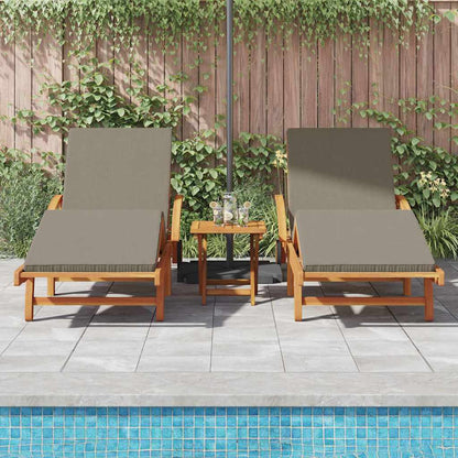 Sun Lounger 2 pcs Solid Acacia Wood Taupe