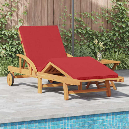 Sun Lounger 2 pcs Red Solid Acacia Wood