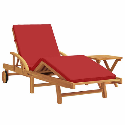 Sun Lounger 2 pcs Red Solid Acacia Wood