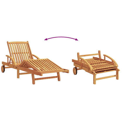 Sun Lounger Reclining 3 pcs Beige Solid Acacia Wood