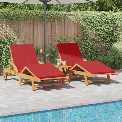 Sun Lounger 3 pcs Red 200 x 67 x 84 cm Solid Acacia Wood