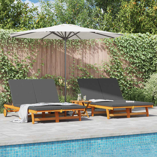 Sun Lounger Brown 125 x 200 x 84 cm Solid Acacia Wood
