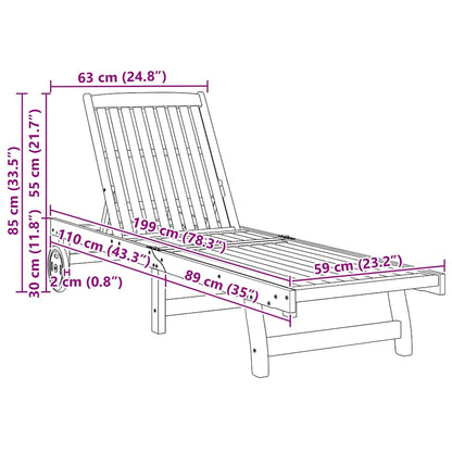 Sun Lounger | Set of 2 | Acacia wood | Solid Acacia wood | Standard