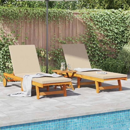Sun Lounger Reclining 2-person 2 pcs Brown Solid Acacia Wood
