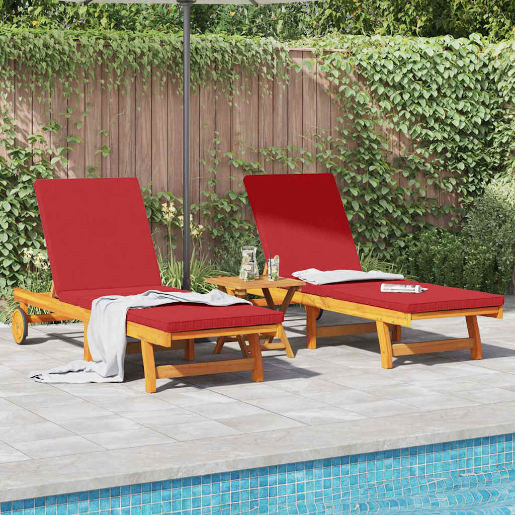 Sun Lounger Reclining 2-person 2 pcs Brown Solid Acacia Wood