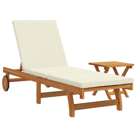 Sun Lounger 2 pcs Solid Acacia Wood Brown