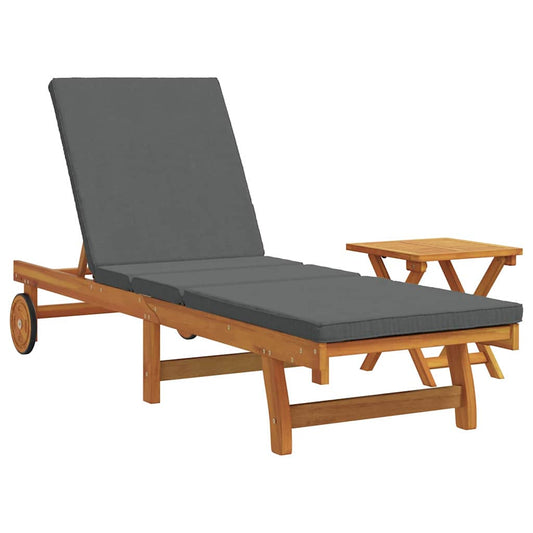 Sun Lounger 2 pcs Solid Acacia Wood Brown