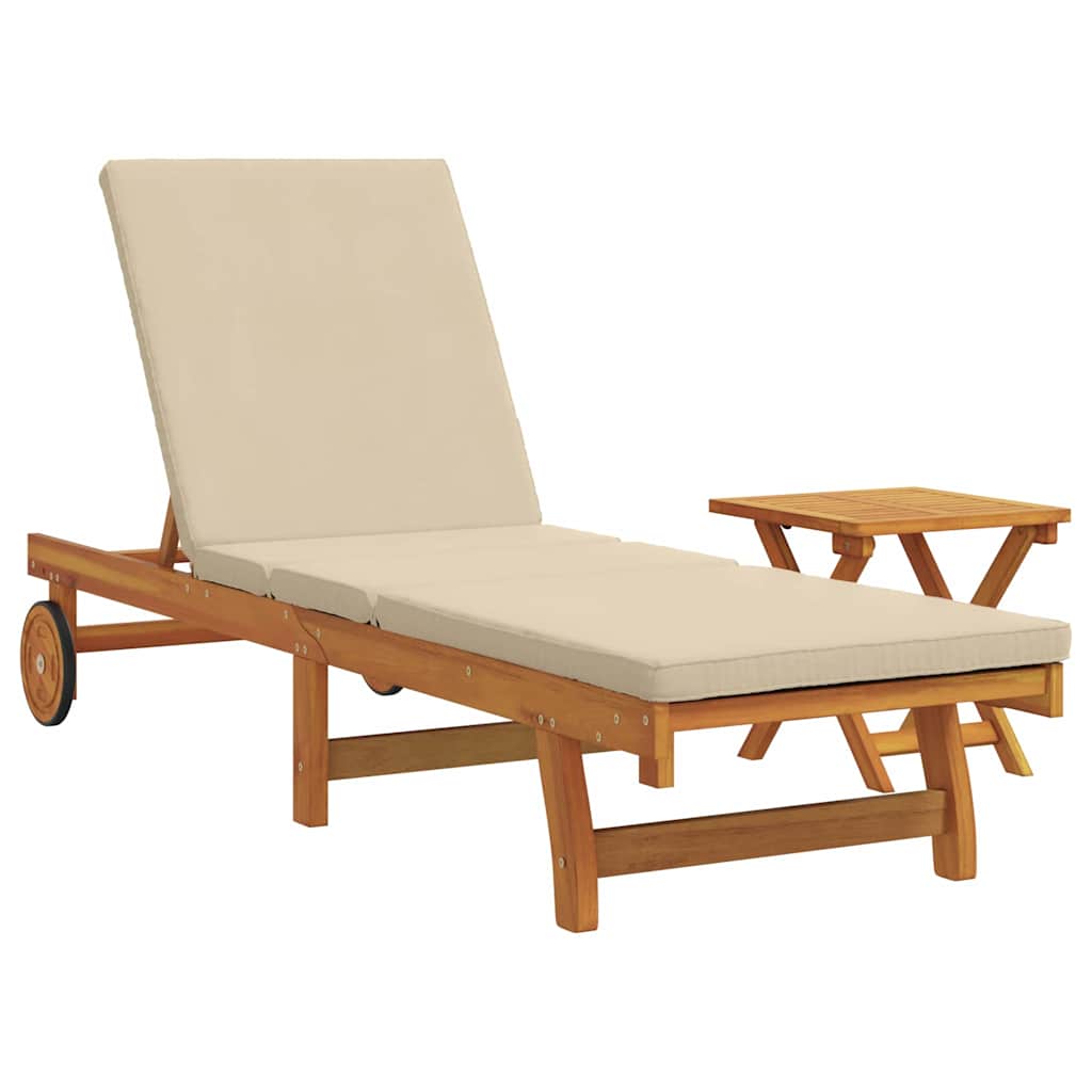 Sun Lounger Reclining 1-person 2 pcs Brown Solid Acacia Wood