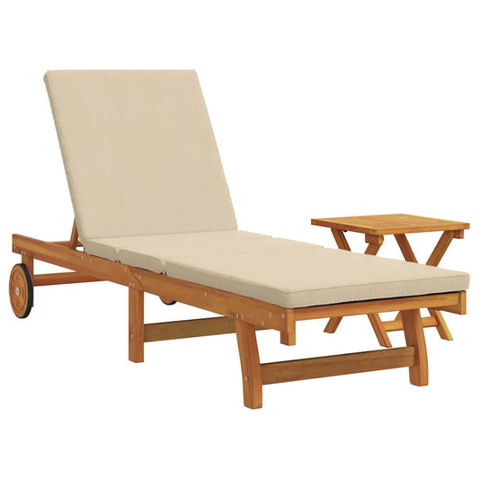 Sun Lounger 2 pcs Solid Acacia Wood Brown