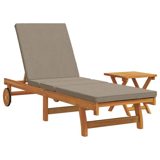 Sun Lounger 2 pcs Solid Acacia Wood Brown