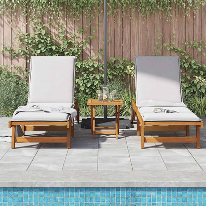 Sun Lounger | Set of 3 | Acacia Wood Brown | Solid Acacia Wood