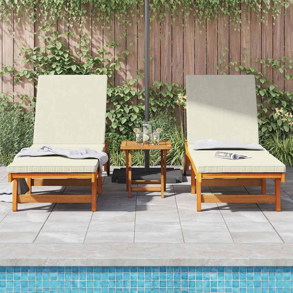 Sun Lounger 3 pcs Solid Acacia Wood Brown