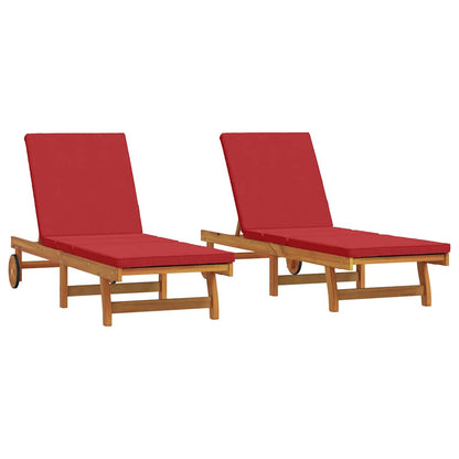 Sun Lounger Reclining 2-person 3 pcs Brown Solid Acacia Wood