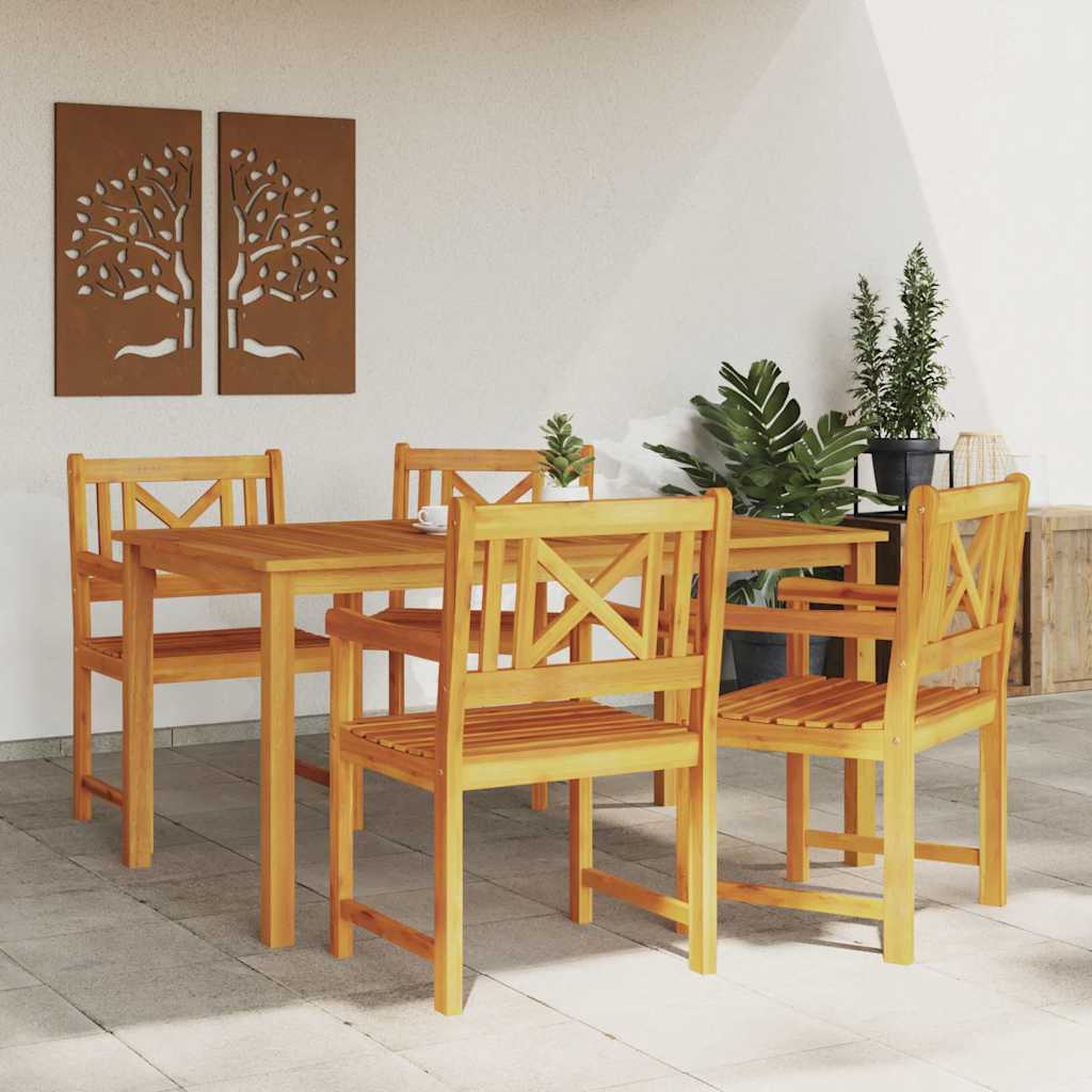 Garden Chairs 4 pcs Natural Solid Acacia Wood