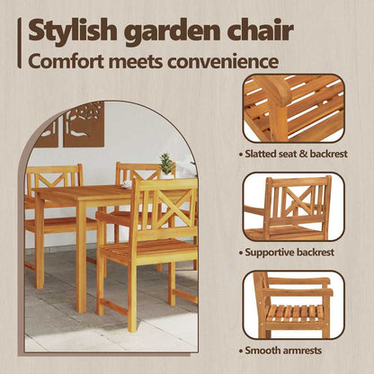 Garden Chairs 4 pcs Natural Solid Acacia Wood