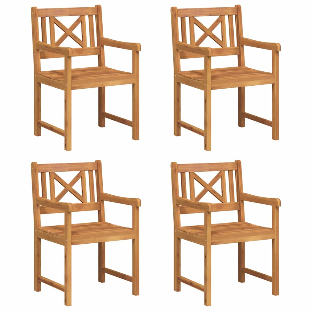 Garden Chairs 4 pcs Natural Solid Acacia Wood
