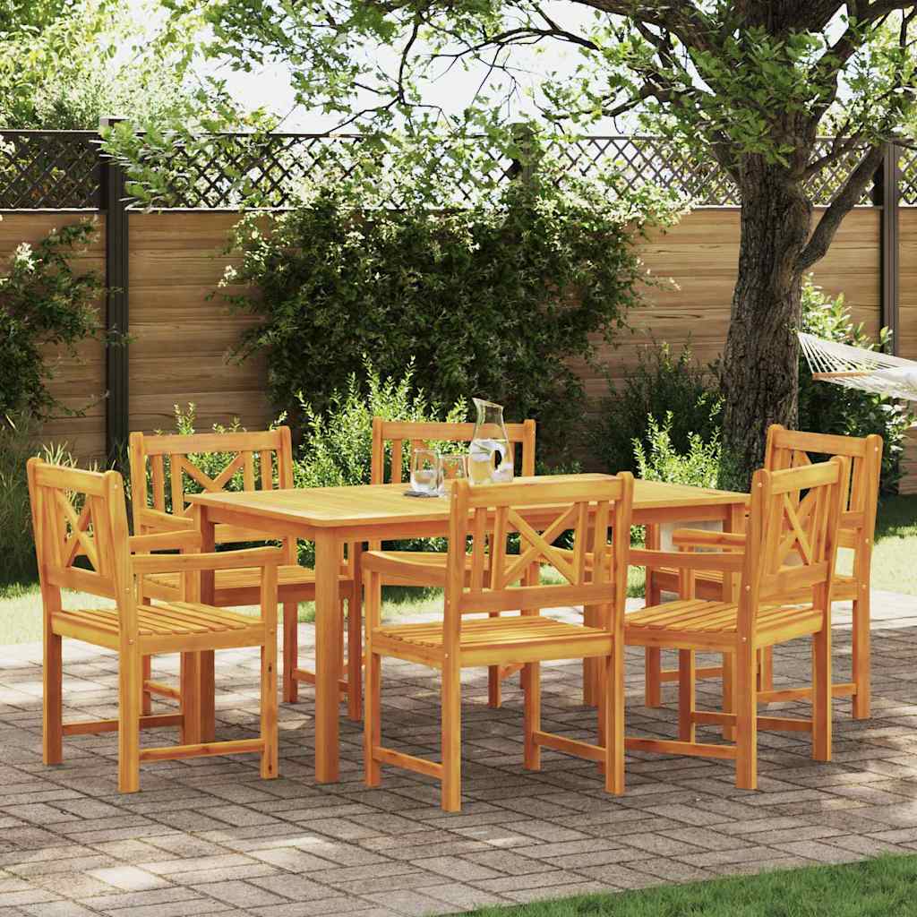 Garden Chairs 6 pcs Natural Solid Acacia Wood
