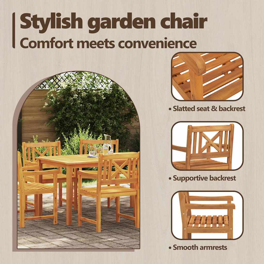Garden Chairs 6 pcs Natural Solid Acacia Wood