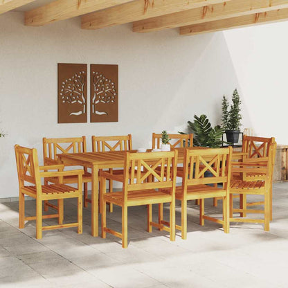 Garden Chairs 8 pcs Natural Solid Acacia Wood
