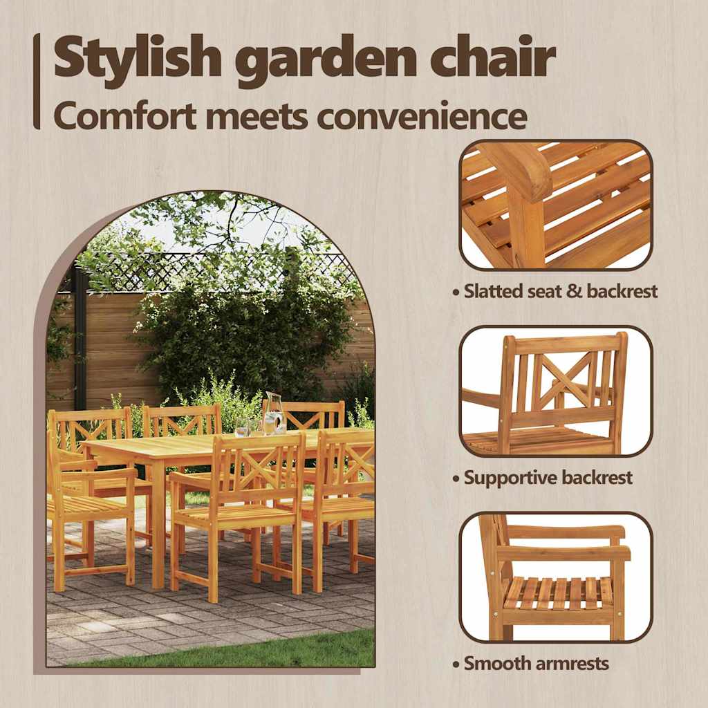 Garden Chairs 8 pcs Natural Solid Acacia Wood