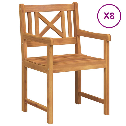 Garden Chairs 8 pcs Natural Solid Acacia Wood