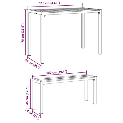 Garden Dining Set with Cushion 3 pcs Anthracite Steel