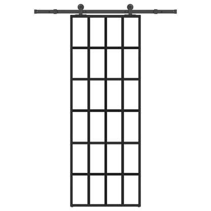 Sliding Door with Hardware Set 76x205 cm ESG Glass&Aluminium