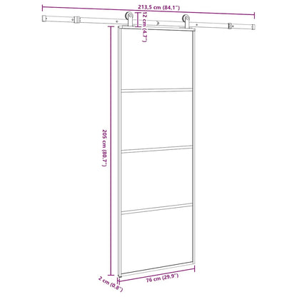 Sliding Door with Hardware Set 76x205 cm ESG Glass&Aluminium