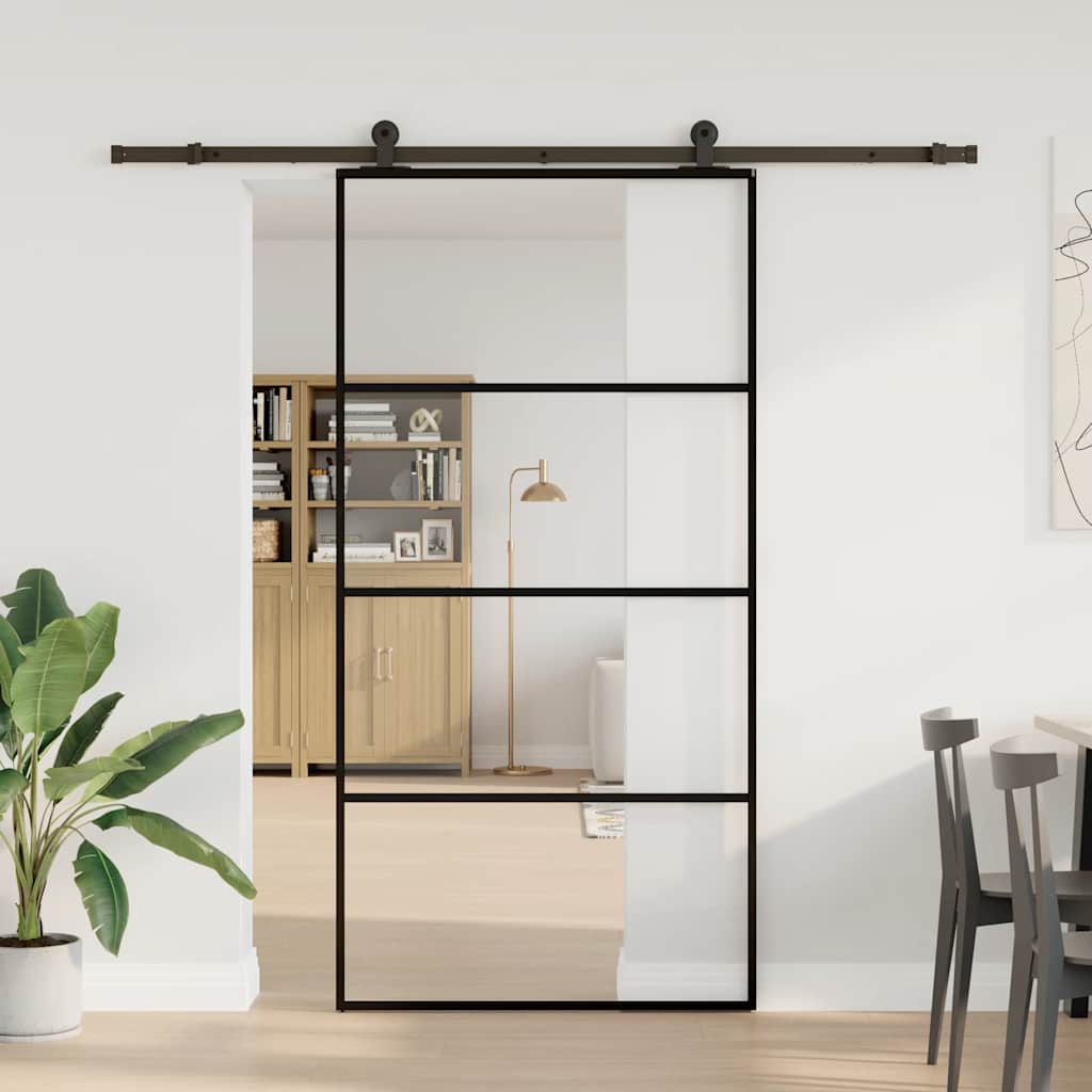 Sliding Door with Hardware Set 102,5x205 cm ESG Glass&Aluminium
