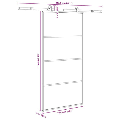 Sliding Door with Hardware Set 102,5x205 cm ESG Glass&Aluminium