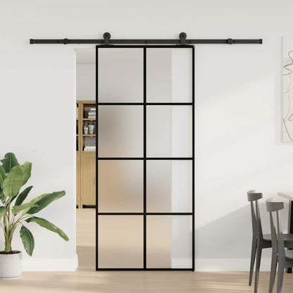 Sliding Door with Hardware Set 90x205 cm ESG Glass&Aluminium