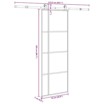 Sliding Door with Hardware Set 76x205 cm ESG Glass&Aluminium