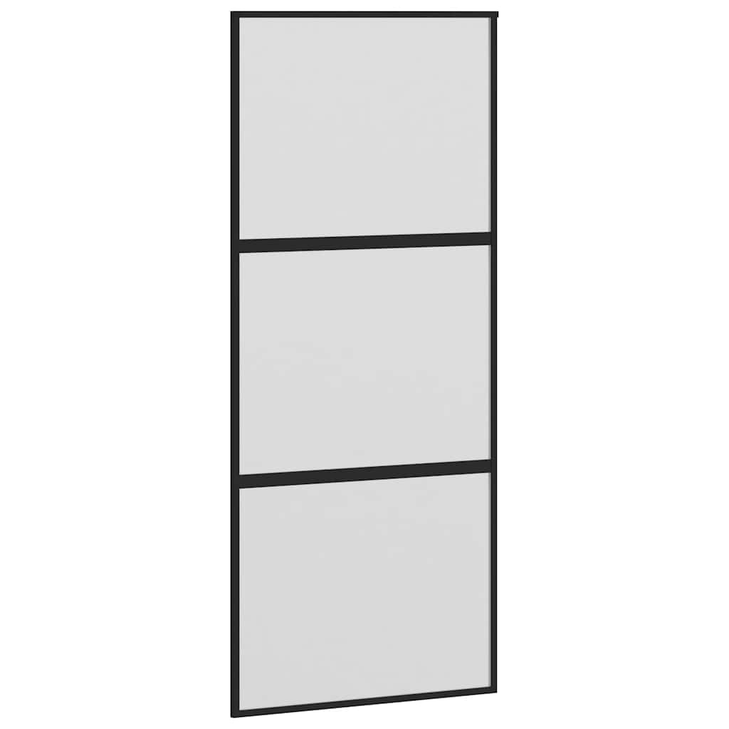 Sliding Door with Hardware Set 90x205 cm Tempered Glass&Aluminium