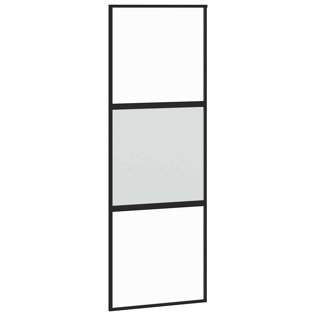 Sliding Door with Hardware Set 76x205 cm Tempered Glass&Aluminium