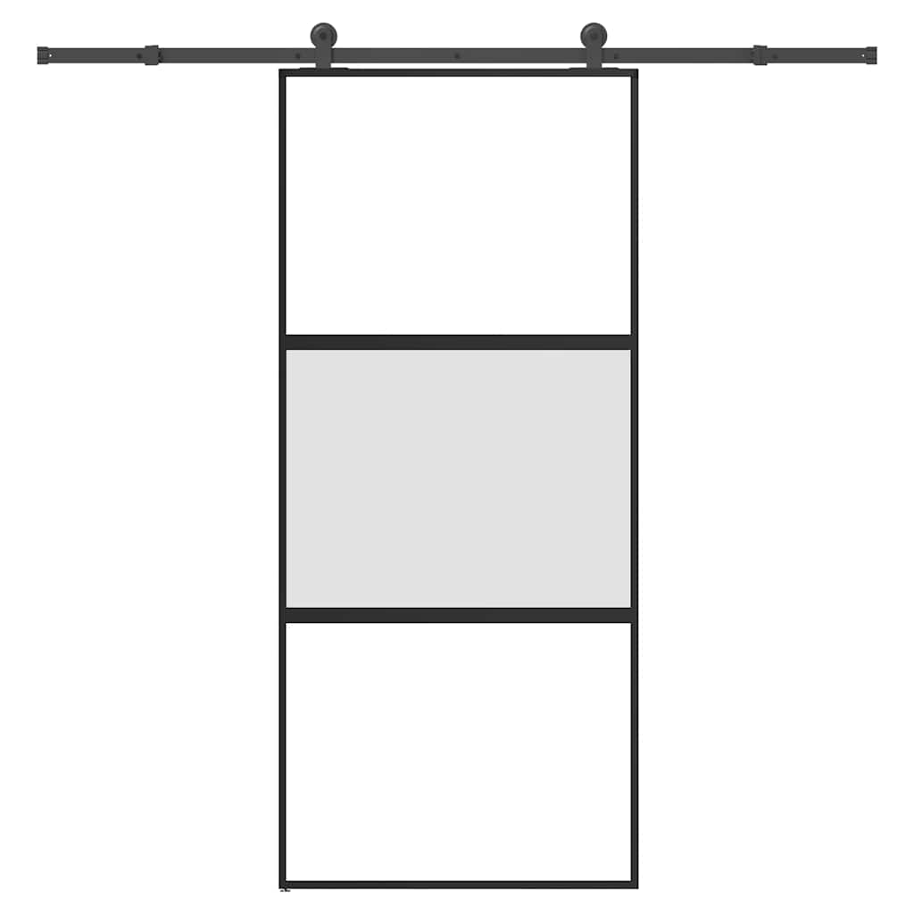 Sliding Door with Hardware Set 90x205 cm Tempered Glass&Aluminium