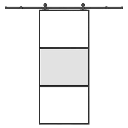 Sliding Door with Hardware Set 90x205 cm Tempered Glass&Aluminium
